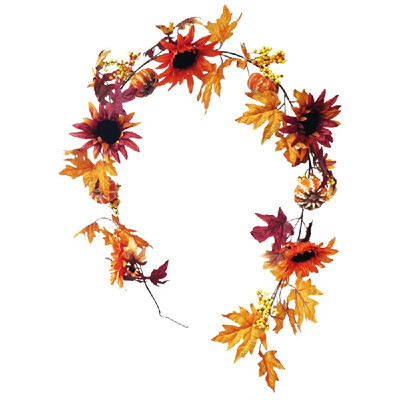 

Artificial Hanging Leaves Natural Artificial Plants Wall Door Realistic Fake Sunflower Pumpkin Autumn Fall Leaves for Christmas Pa