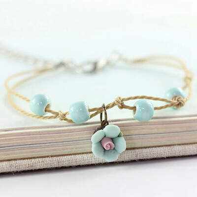 

Sweet Women Flower Ceramic Bracelet Tana bata Valentines Day Gift Jewelry