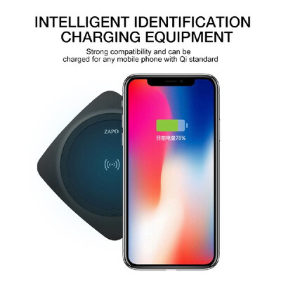 

ZAPO W5 5W QI Wireless Charger Intelligence USB Charging Pad for iPhone 88 plusX Samsung S8 Note 8 Black