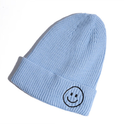 

Hat female smiling face cute ladies knit hat autumn&winter Korean version of Joker new wool hat Korea earmuff head cap
