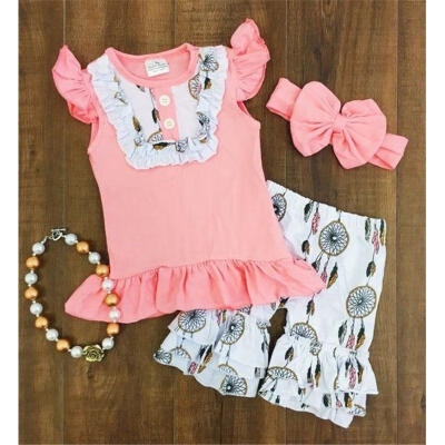 

Newborn Kids Baby Girls Wind Chimes T-shirt Tops Pants Outfits Set Clothes 1-6Y