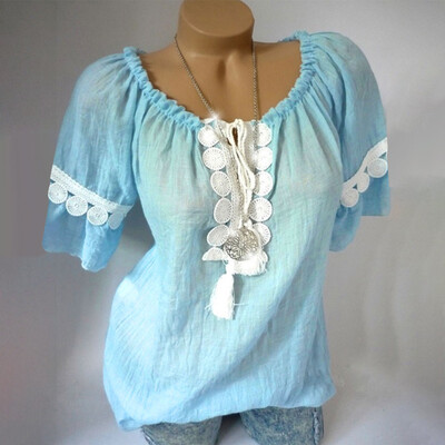 

Nomeni Womens Summer Fashion V-neck Plus Size Loose Tops