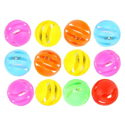 

12pcsset Plastic Hollow Ball Chew Bite Built-in Bell Balls Pet Cat Toys