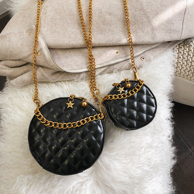 

Qiao Bani 2019 new Korean chic fashion five-star chain trend size single shoulder diagonal round handbag