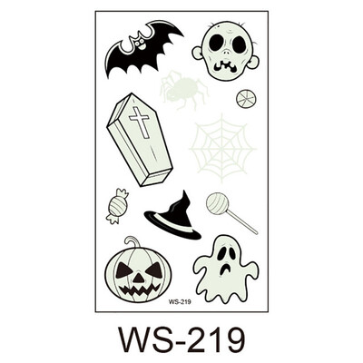 

New Style Cute Funny Halloween Cartoon Luminous Eco-friendly Tattoo Waterproof Safety Sticker