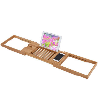 

Greensen 1Pc Extendable Bamboo Bathtub Rack Shelf Bathroom Shower Tub Caddy Book Reading Tray Stand New