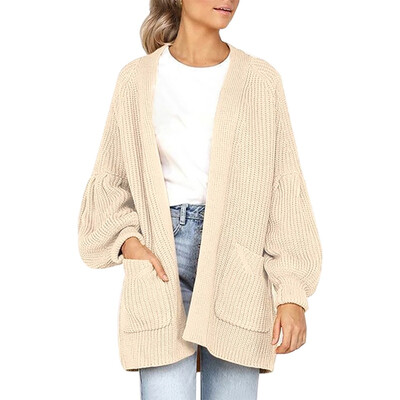 

Women Autumn Stylish Personality Concise Casual All-match Solid Color Long Sleeve Loose Cardigan
