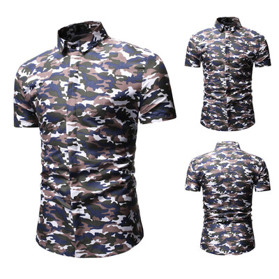 

Tailored Personality Mens Summer Casual Slim Short Sleeve Printed Shirts Top Blouse