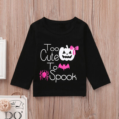 

Toddler Baby Girls Halloween Cloth Long Sleeve Cartoon Letter Top TShirt clothes