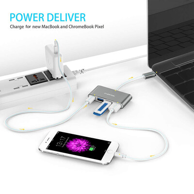 

LENTION CB-TP-C13 4 In 1 Hub Multi-port Adapter Type-C to USB30 2 USB20 PD Converter Connector for MacBook