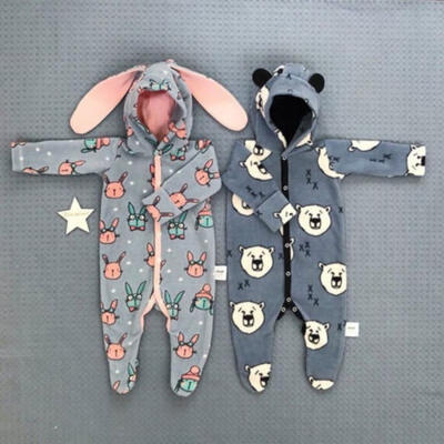 

1pc Cute Baby Boy Girl Autumn Cartoon Bunny Bear Jumpsuit Outfit Romper Bodysuit Clothes