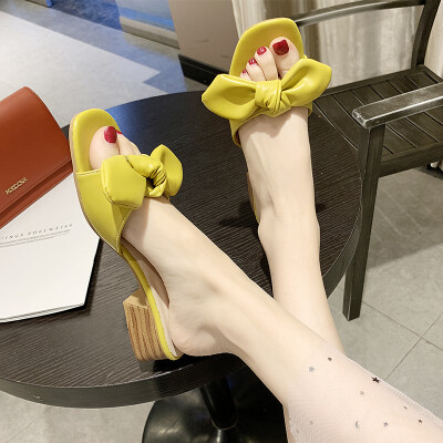 

Summer Joker with bow slippers women fashion wear non-slip students rough with lazy drag women