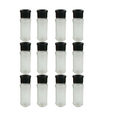 

12pcs Black Kitchen Tool Seasoning Spice Pepper Salt Storage Bottle Container