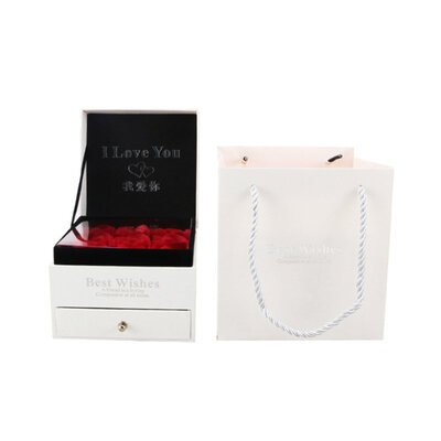 

Ring Necklace Jewelry Holder Paper Box 9Pcs Faux Rose Flower Present Gift Case