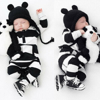 

Baby Boy Girls Striped Cotton Romper Jumpsuit Bodysuit Outfits Clothes