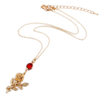 

Delicate Rose rosary Necklace & Pendants Flower Friends Vintage Charm Cute Women Jewelry necklace Rose Gold Color