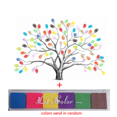 

Peach Bloom Signature Guestbook Wedding Fingerprint Tree with One Inkpad