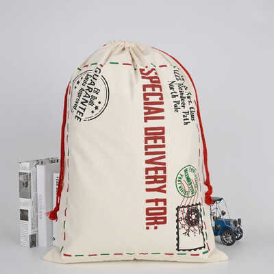 

JPGIF Large Canvas Merry Christmas Santa Sack Xmas Stocking Reindeer Gift Storage Bag