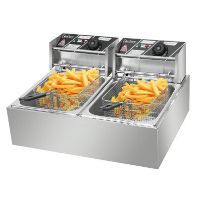 

Commercial 12L 5000W Professional Electric Countertop Deep Fryer Dual Tank Stainless Steel for Restaurant