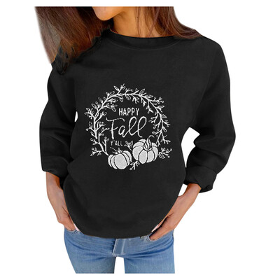 

Tailored Womens Autumn Fashion Sweatshirts HAPPY FAEE Letter Print Casual Loose Blouses