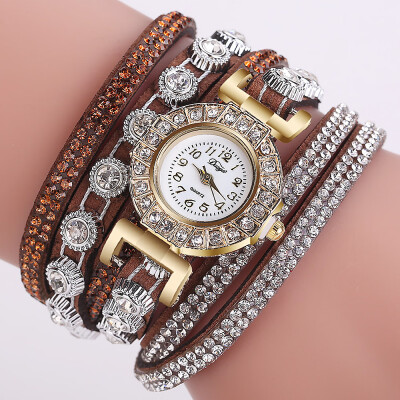 

European new style circle bracelet watch Korean velvet full diamond alloy womens fashion watch