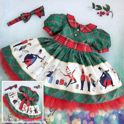 

Elegant Christmas Kids Baby Girls Bowknot Party Pageant XMAS Santa Dress Clothes