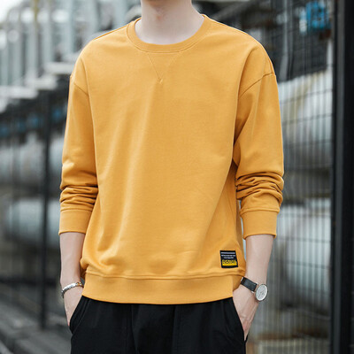 

Toponeto Mens Fashion Long Sleeved Round Neck Solid Color Tops Shirt Blouse