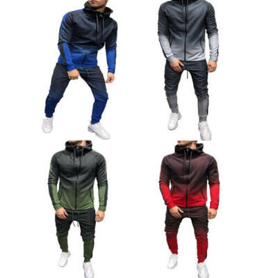 

Men Tracksuit Sets Hoodie Sweatsuit Slim Fit Joggers Gym Color Gradient Suit