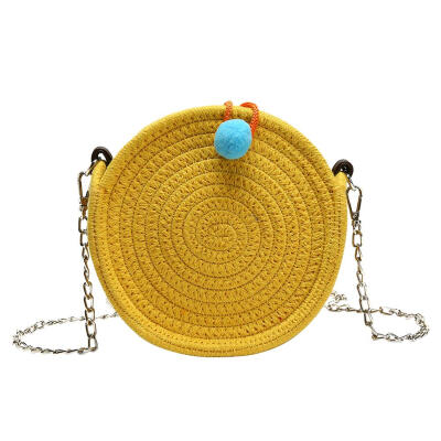 

Weaving Shoulder Messenger Handbags Beach Women Small Round Crossbody Bags