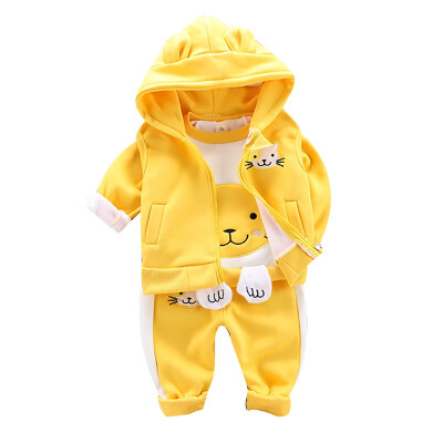 

Fashion Cute Newborn Baby Boy Girl Clothes Long Sleeve Cartoon T-shirtHoodie Vest SweatshirtPants 3pcs Cotton Baby Casual Set