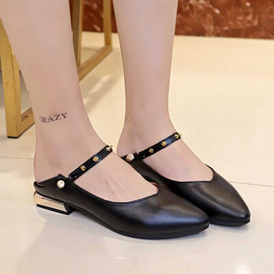 

Rose Women Ladies Slip On Pointed Toe Rivet Casual Loafers Slippers Singles Shoes