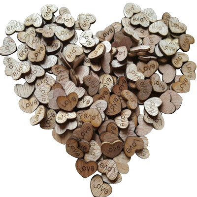 

200pcsbag Love Heart Pattern Wooden DIY Table Scatter Decoration Scrapbooking Embellishments DIY Craft Slices