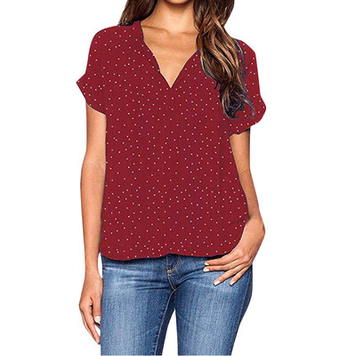 

Starmoon Womens Casual Dot V Neck Short Sleeve Leisure Blouse T-shirt