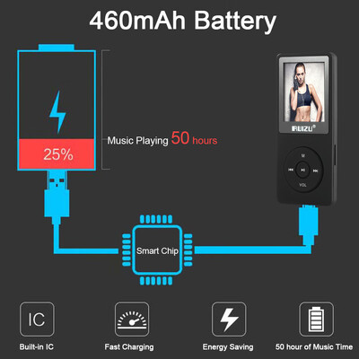 

RUIZU X02 8GB 18in MP3 MP4 Player HiFi Lossless Sound Quality Stop Watch TF Card FM Radio Recording E-book Calendar Timing