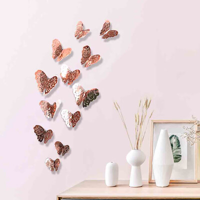 

Siaonvr Butterfly Silver Mirror Decoration Home Room Art 3D DIY Wall Stickers12PCS