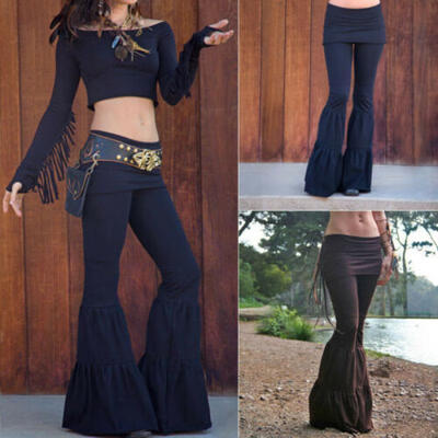 

Womens Stretch Flare Wide Leg Yoga Pants Gypsy Palazzo Bell Bottom Trouser