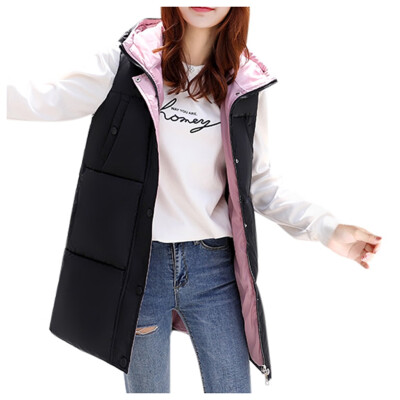 

Toponeto Women Solid Long Outerwear Cotton Jackets Pocket Loose Hooded Vest Coats