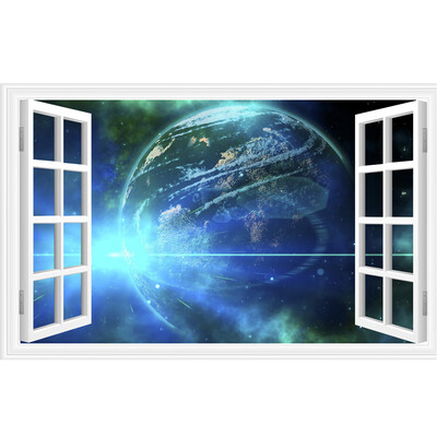 

〖Follure〗3D Star Galaxy Space Home Decor Art Fake Window New Wall Removable Stickers A