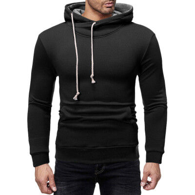 

Toponeto Men Autum Winter Long Sleeve Hooded Sweatshirt Patchwork Outwear Tops Blouse