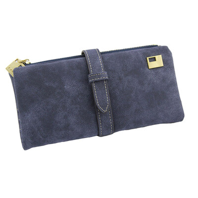 

Fashion Women Solid Color Matte Buckle Long Zip Wallet Coin Purse Card Holder