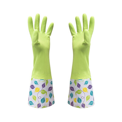 

〖Follure〗Waterproof Rubber Latex Flannel Washbowl Gloves Kitchen Household Cleaning Glove