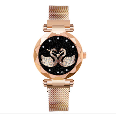 

Unique Women Watches Swan Rhinestone Dial Ladies Quartz Wristwatch Mesh Belt Strap Clock Fashion Gift Dress Relogio Feminino