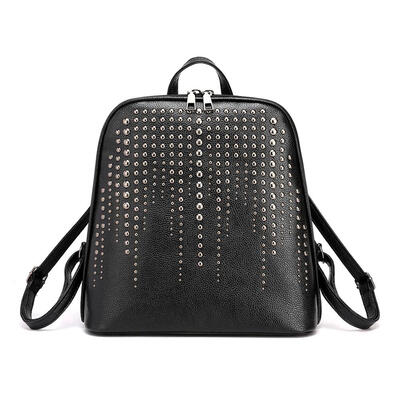 

Vintage PU Leather Women Rivet Backpack Large Capacity Shoulder School Bags