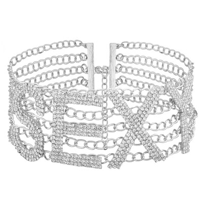 

Chocker Women Night Party Collares Mujer Bjoux Punk Style Crystal Statement Choker Necklace Rhinestone Letter