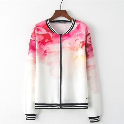 

Starmoon Women Long Sleeve Tie Dye Print Zipper Pockets Casual Sport Coat