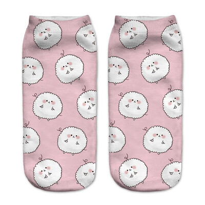 

1Pair Women Low Cut Ankle Socks Funny Socks Cat Cartoon 3D Printing Socks Cotton Hosiery Printed Socks