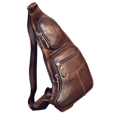 

Genuine Leather Cowhide Vintage Sling Bag for Men Backpack Chest Back Day Pack Travel fashion Cross Body Messenger Shoulder Bag