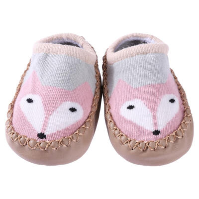 

Baby Infant Cartoon Fox Indoor Home Leather Sole Anti-Slip Shoes Socks