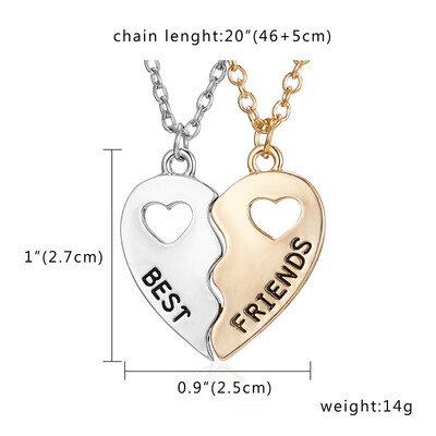 

Friendship Card Necklace Couple Jewelry 2pcs BFF Heart Pendant Necklace Best Friends Forever 2 pcs Splicing Necklace Gift