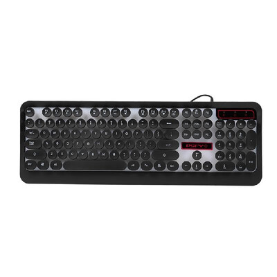 

USB Wired Gaming Keyboard Steampunk Keyboard Backlit Retro Round Keycap Metal Panel 104 Keys for PC Laptop